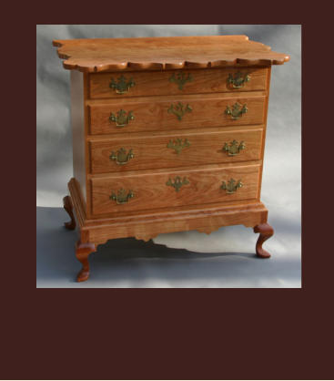 four drawer cherry dresser with scrolled top based on hoyt dresser from connecticut river valley