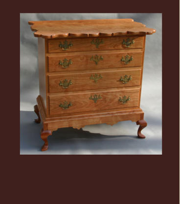 four drawer cherry dresser with scrolled top based on hoyt dresser from connecticut river valley