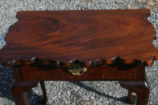 scrolled top mahogany side table